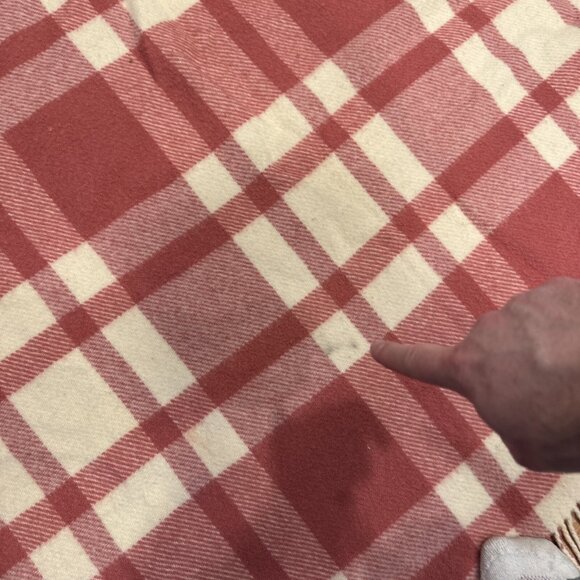 Vintage Bronte Tweeds All Wool Purple Red Pink Plaid Blanket Throw 55X65 - Picture 4 of 9